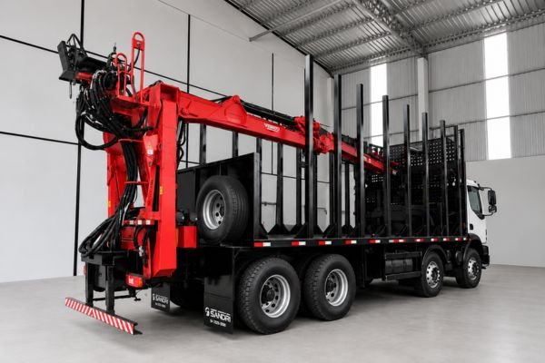 Carroceria Transtora com equipamento hidráulico para transporte de toras