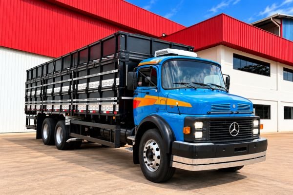 Mercedes-Benz 1113 1986 com carroceria boiadeira vista lateral